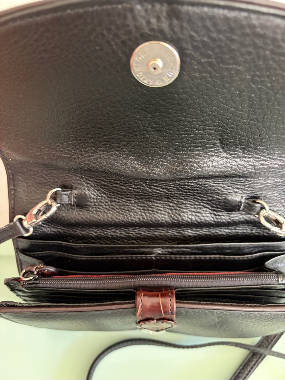 Brighton Black Leather Crossbody with Brown Strap Accent - Picture 3 of 7